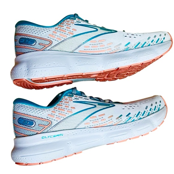 Brooks Glycerin 20 Sneakers Women's Sz 8.5 Running Shoes Gray Turquoise - Picture 3 of 9